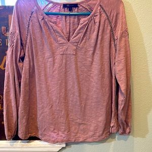 FRYE Long Sleeve Top, Mauve, Women's Small